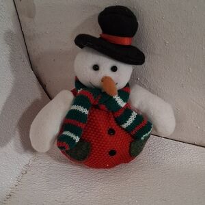 Festive Snowman Plush with Scarf and beanies to balance him up right